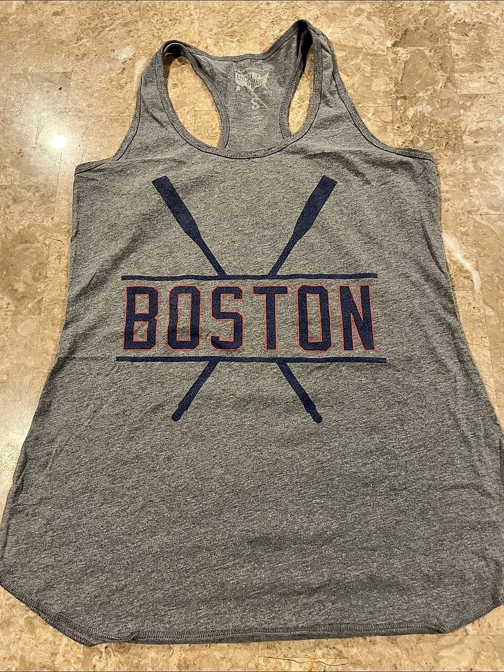 Rowing Crew Boston Graphic Racerback Tank Gray Small Blokecore